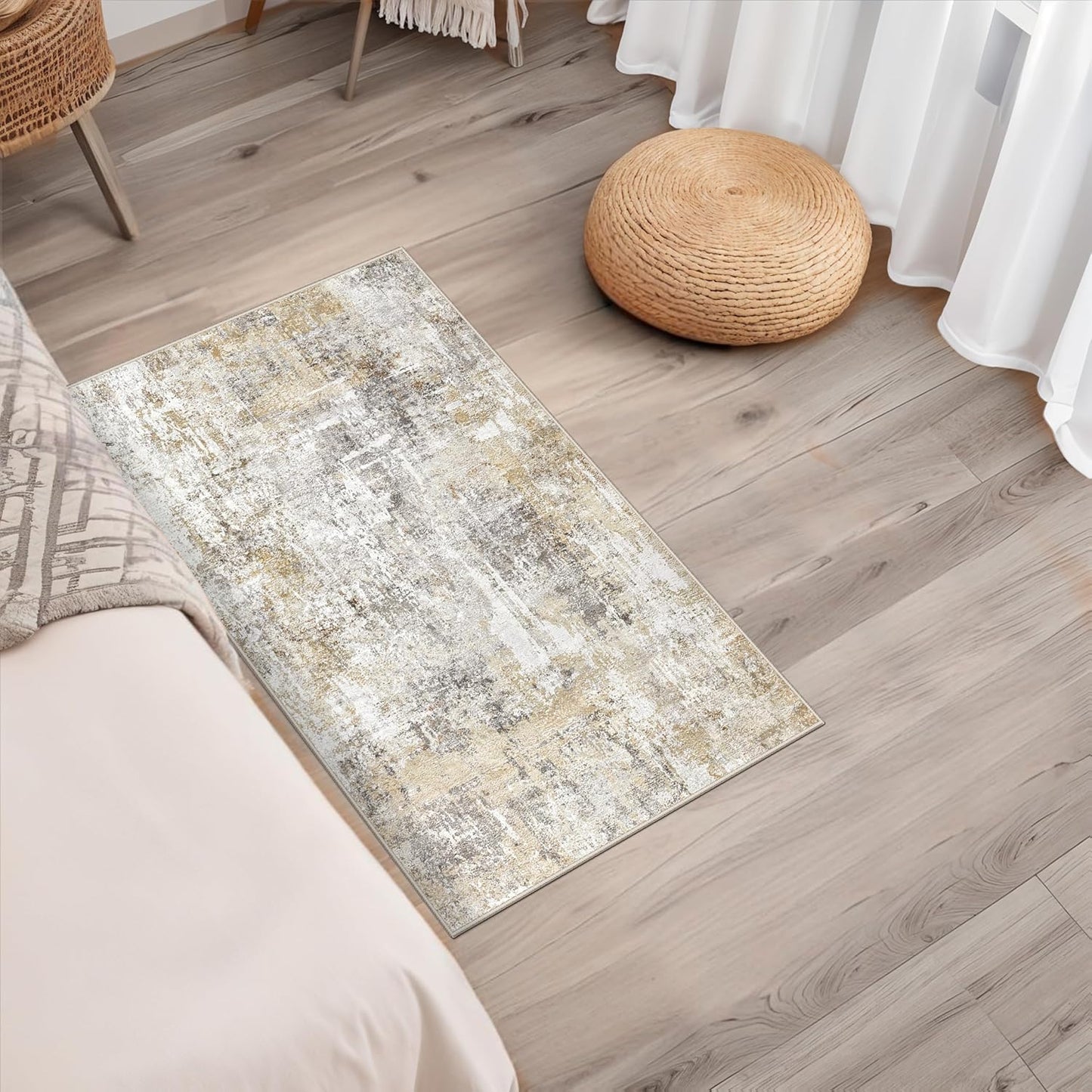 2x3 Washable Non-Slip Area Rug - Soft Low Pile Throw Rug for Kitchen Entryway Bedroom - Modern Indoor Door Mat with Rubber Backing (Beige Grey) - Colors A