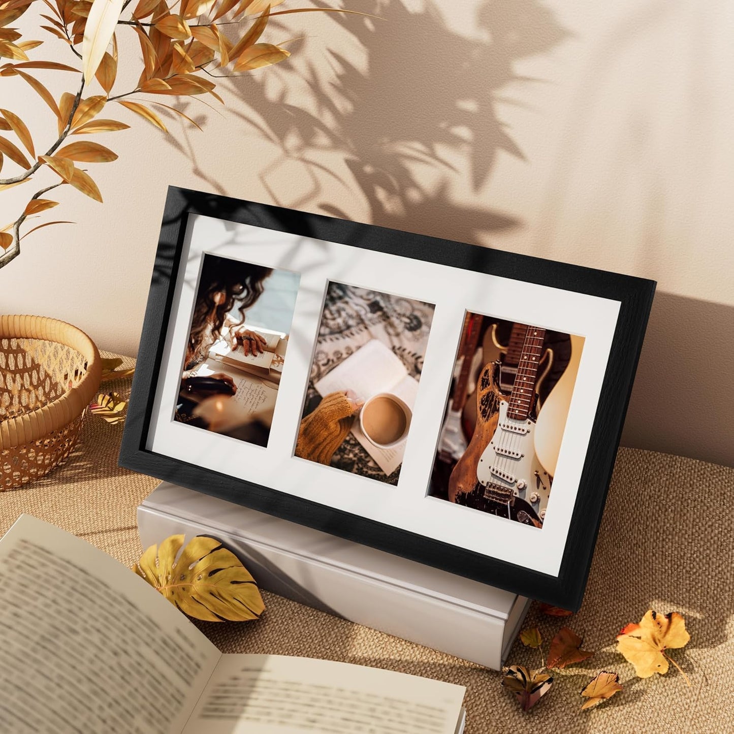 Vittanly 11x14 Collage Picture Frame, Displays 5Pcs 4x6 Pictures with Mat or 1Pcs 11x14 without Mat for Wall Mounting, Picture Frames Collage Wall Decor in Black, 1 Pack