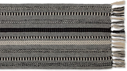 DII Farmhouse Braided Stripe Table Runner Collection, 15x72 (15x77, Fringe Included), Black