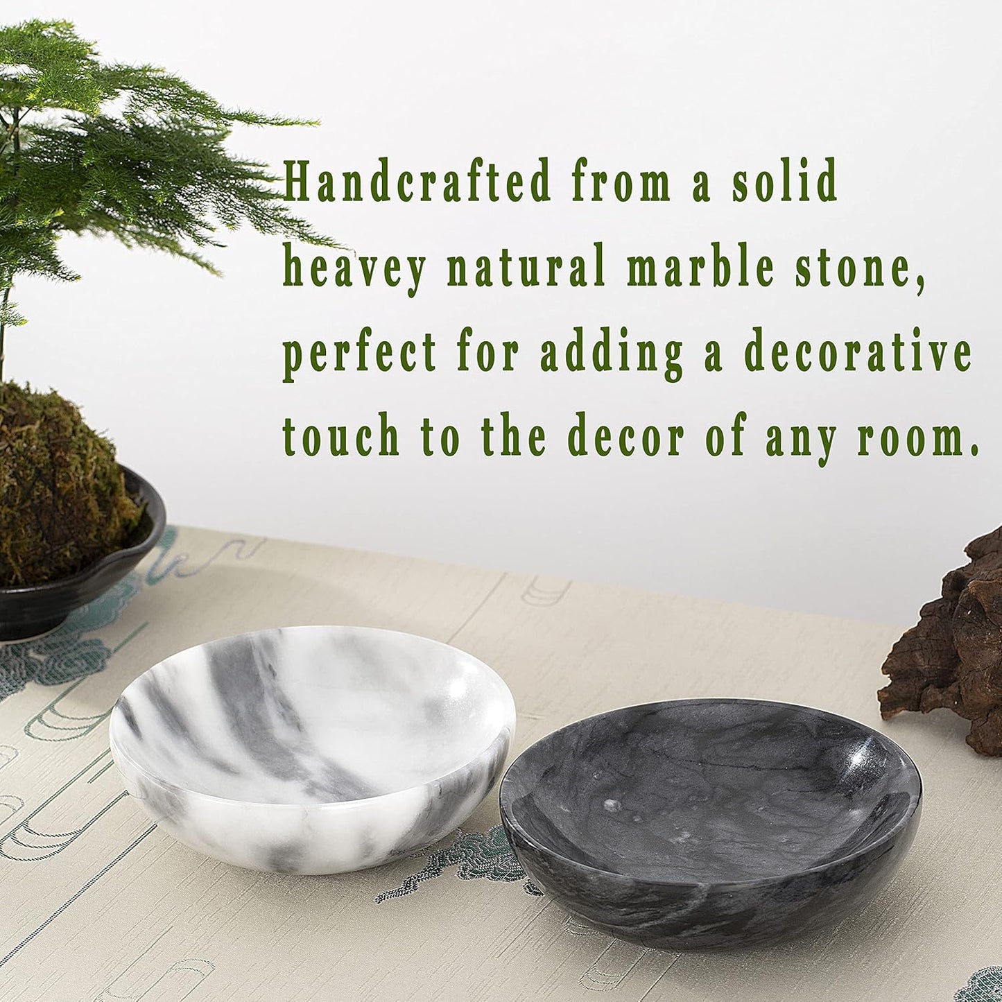 4.72 Inch Small Decorative Bowls, Natural Marble Decorative Bowls for Home Decor, Key Bowl, Coffee Tables Centerpiece, Soap Serving Bowl, Incense Burner, Smudge Bowl