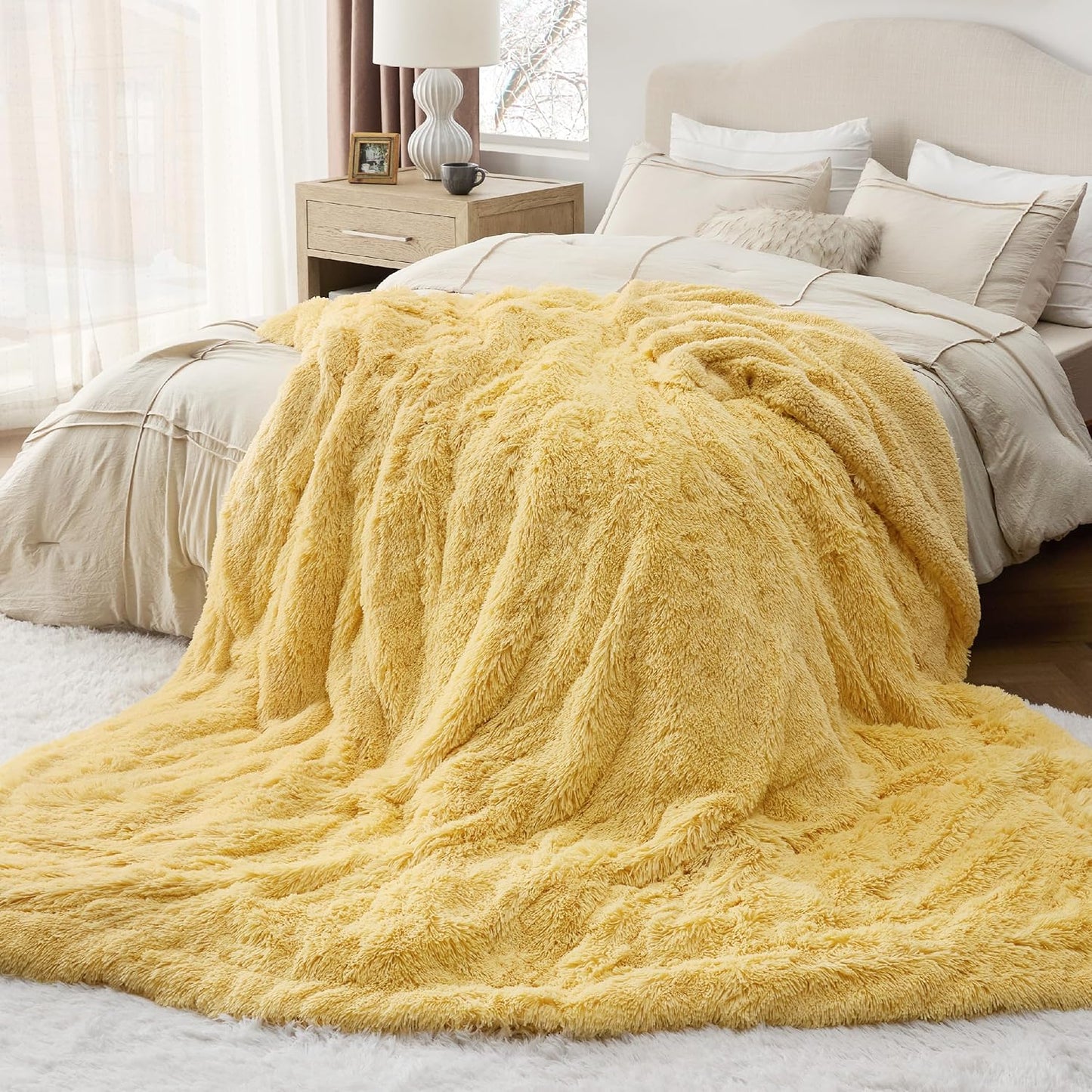 Bedsure GentleSoft Fluffy Fuzzy Faux Fur Throw Blanket for Couch, Soft Sherpa Fleece Cozy Gifts for Women, Plush Bed Blanket Room Decor for Men, Thick Warm Minky Teen Gifts Winter Bedding