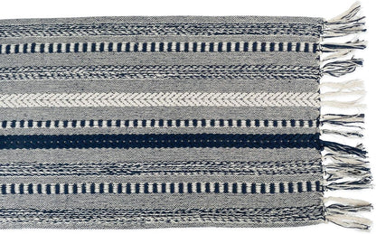 DII Farmhouse Braided Stripe Table Runner Collection, 15x72 (15x77, Fringe Included), Black