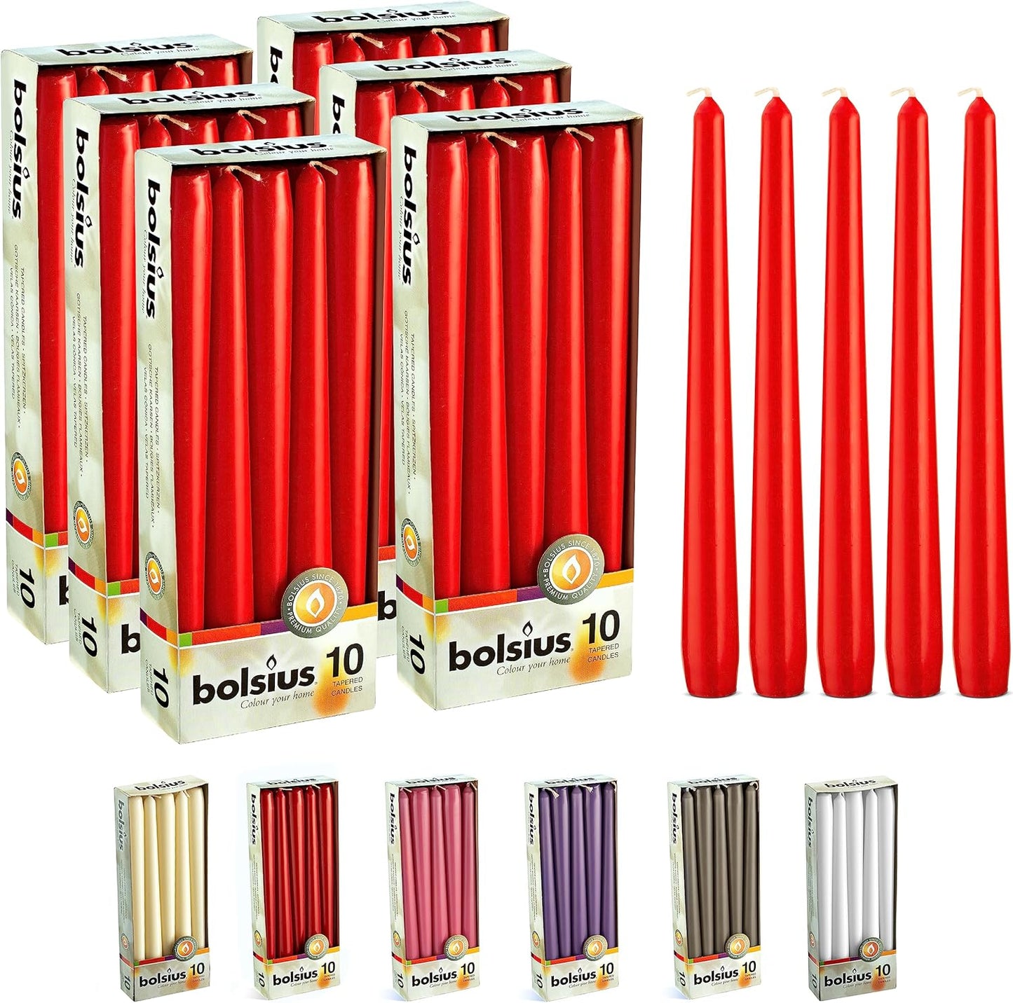 BOLSIUS Ivory Taper Candles - 10 Pack Unscented 10 Inch Dinner Candle Set - 8 Hours Burn Time - Premium European Quality - Smokeless and Dripless Household, Wedding, Party, and Home Décor Candlesticks