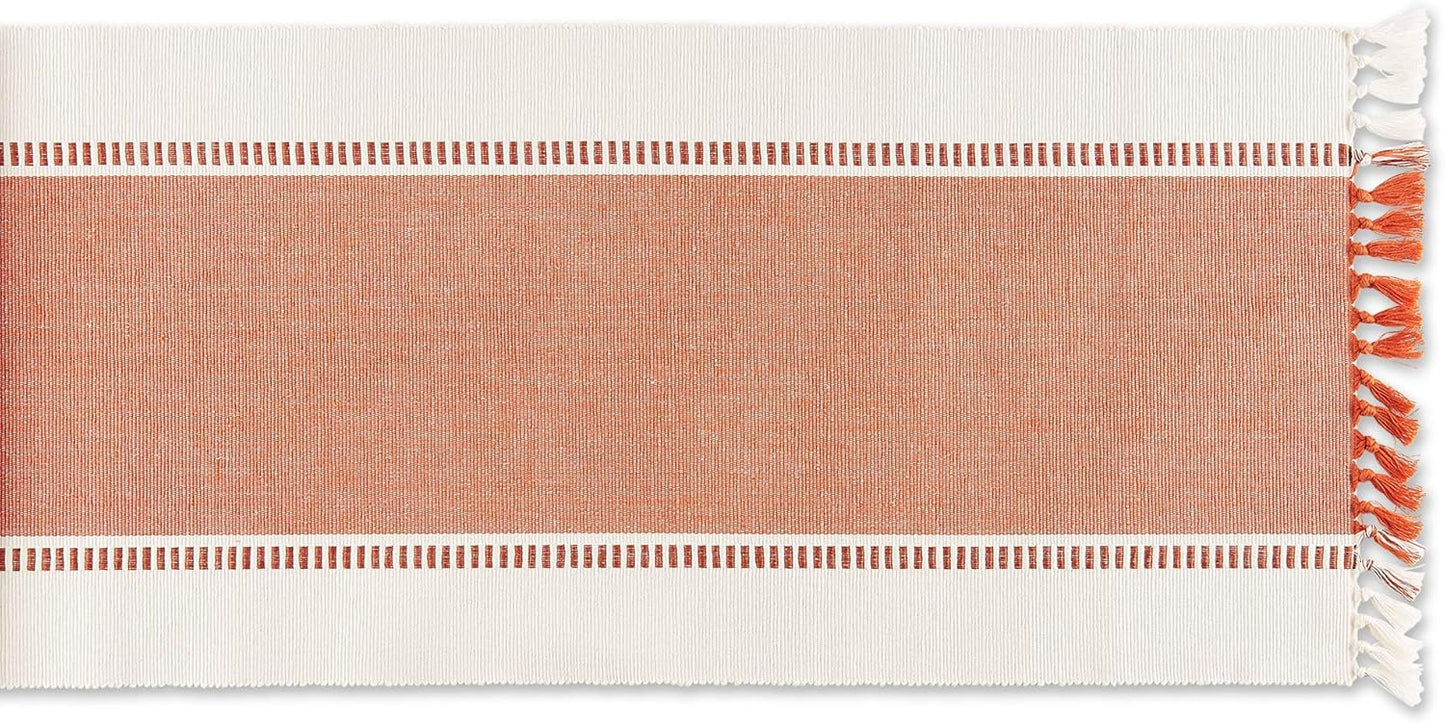 DII Dobby Stripe Woven Table Runner, 13x72-inch, French Blue