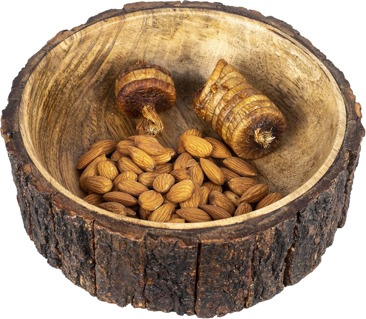 GoCraft Wood Potpourri Bowl with Tree Bark, Small, 6" Diameter x 3" Height, Wooden Decorative Bowl