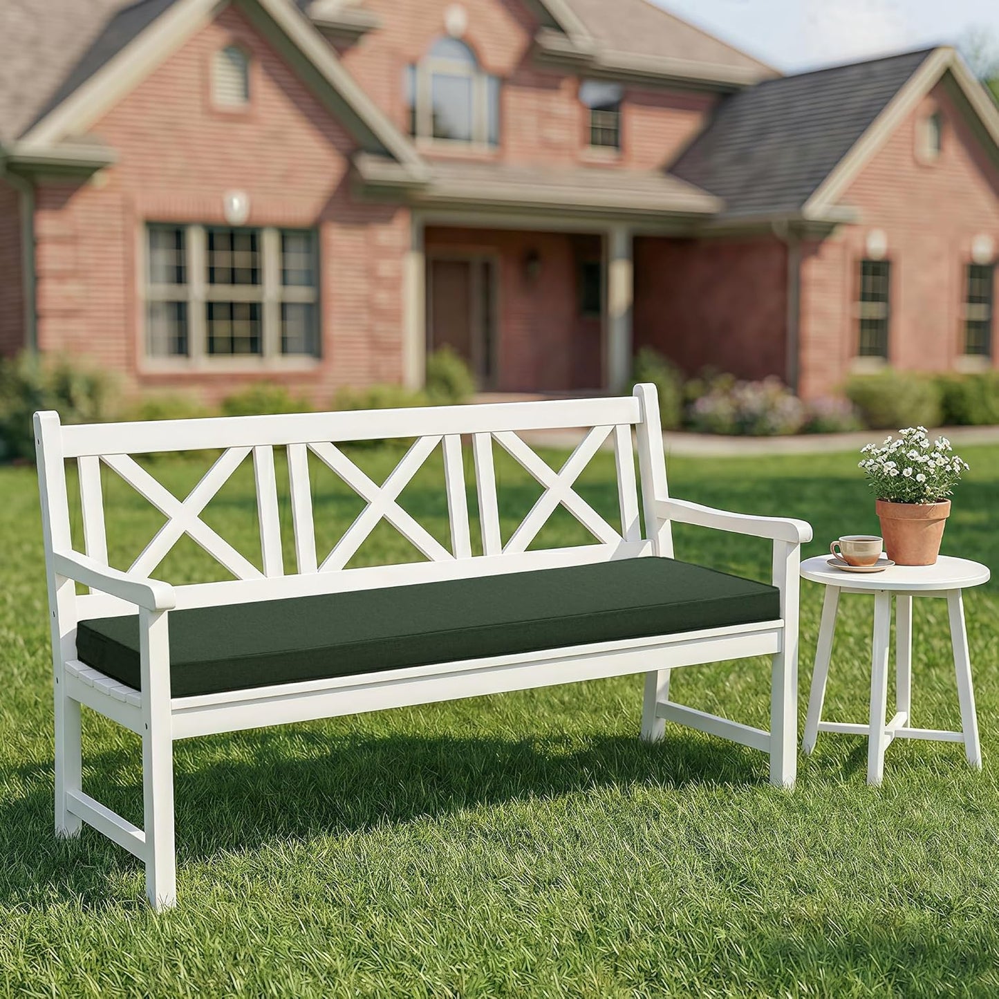 Outdoor Bench Cushion, Water-Resistant & Fade-Resistant, Porch Swing Cushions with Ties, Patio Furniture Seat Pads for Garden Loveseat Settee, Removable Cover Non-Slip Bottom, 48 x 16 Inch, Natural