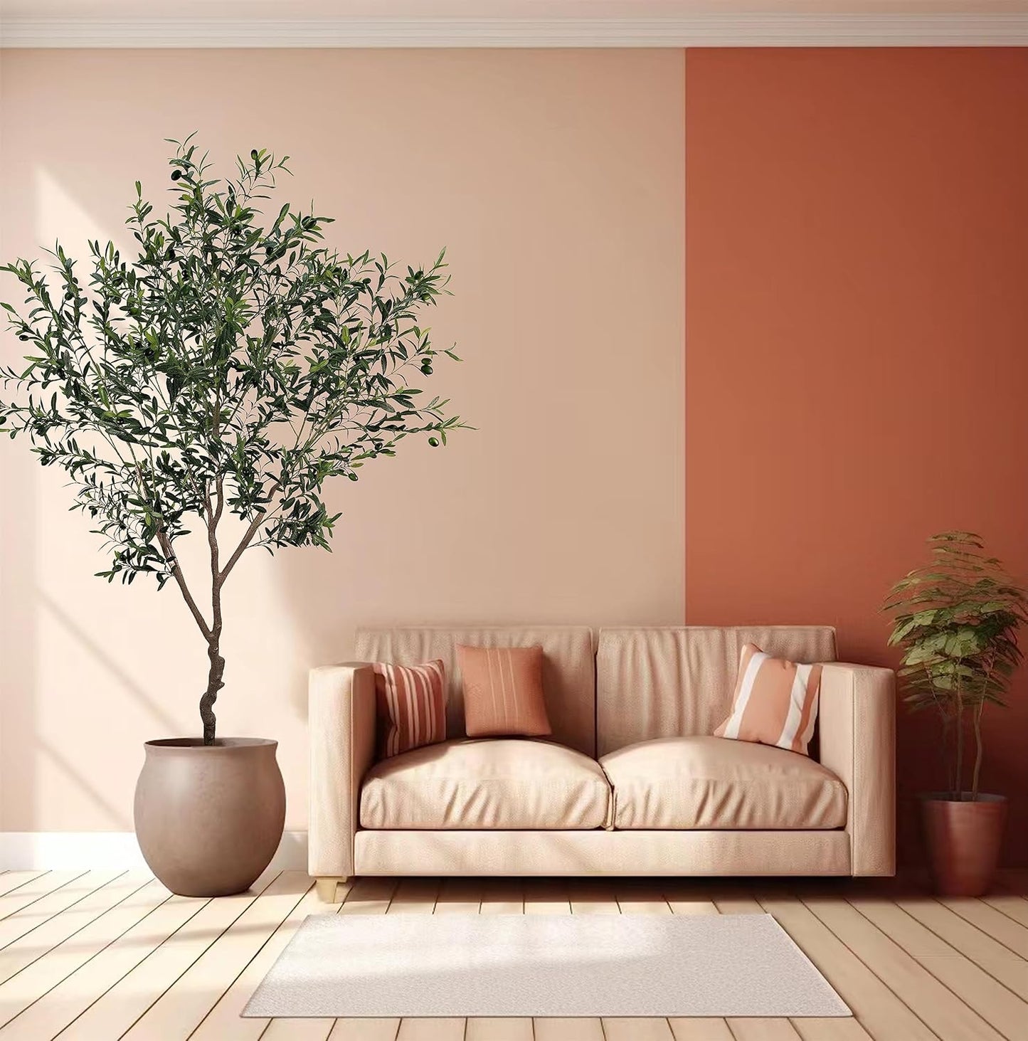 AfanD Artificial Tree Faux Olive Tree 8ft(92in,3200leaves) Tall Fake Olive Plant in Pot Fake Silk Tree Faux Plants Indoor