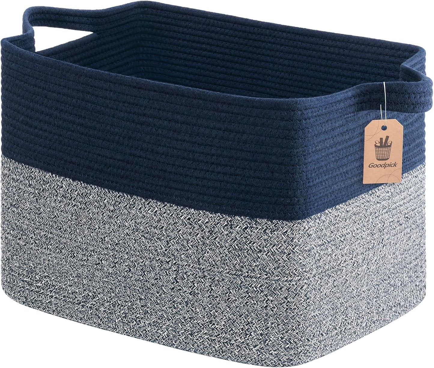 Goodpick Cube Storage Bins - Towel, Book, Cloth, Shoes, Closet Shelf Woven Baskets for Office, Baby Laundry, Toys, 13''x10''x9''