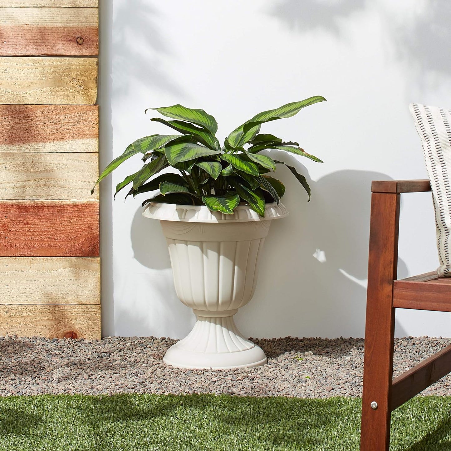 Arcadia Garden Products PL10CP Classic Traditional Plastic Urn Planter Indoor/Outdoor, 15" x 13", Brushed Copper