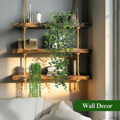 Der Rose 4Pcs Fake Plants Hanging Artificial Ivy Vine Faux Eucalyptus Hanging Plants, Boston Fern, String of Pearls for Living Room Aesthetic Bedroom Boho Kitche Wall Shelf Indoor Outdoor Decor