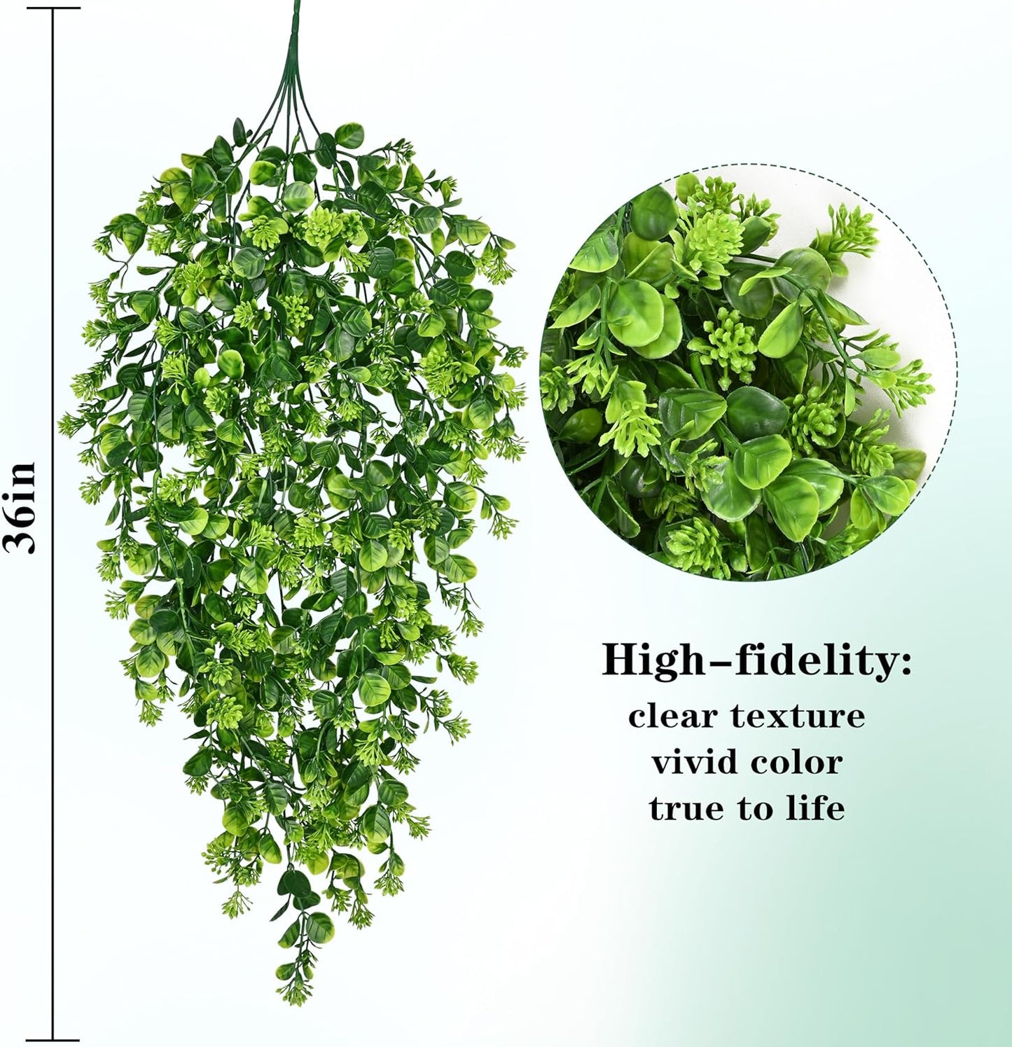 Waipfaru 4Pcs Fake Hanging Plants 2.7ft Fake Plants Eucalyptus Leaves UV Resistant Fake Vines Ivy Artificial Plants Outdoor Faux Plants Indoor Bedroom Living Room Boho Wall Porch Shelf Decor