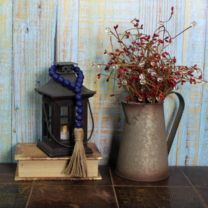 CVHOMEDECO. Wood Beads Garland with Tassels 3 PCS Farmhouse Rustic Wooden Prayer Bead String Wall Hanging Accent for Home Festival Decor. Natural