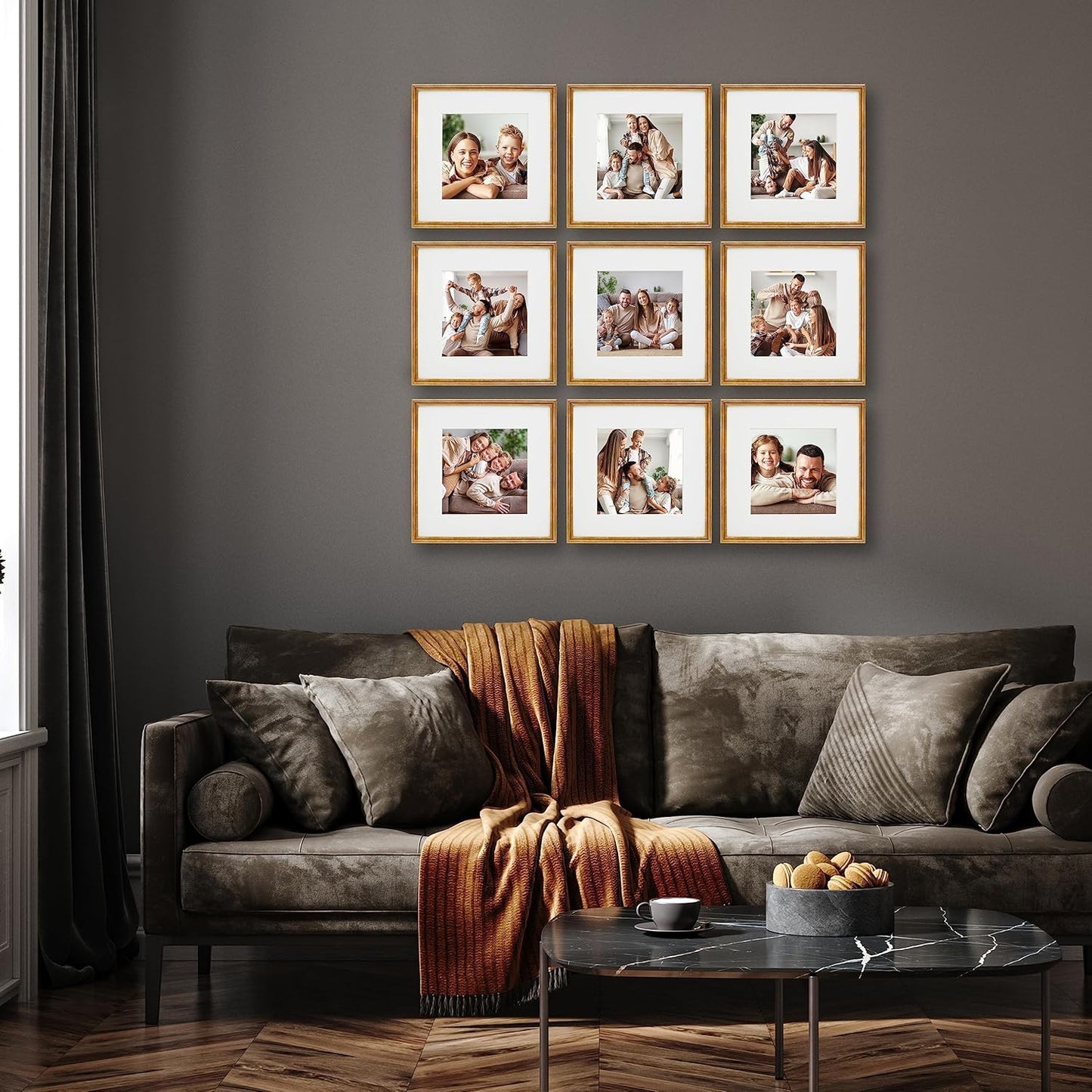 Sheffield Home 9 Piece Gallery Wall Frame Set, 11x14 in. matted to 8x10 in. (Matte Black)