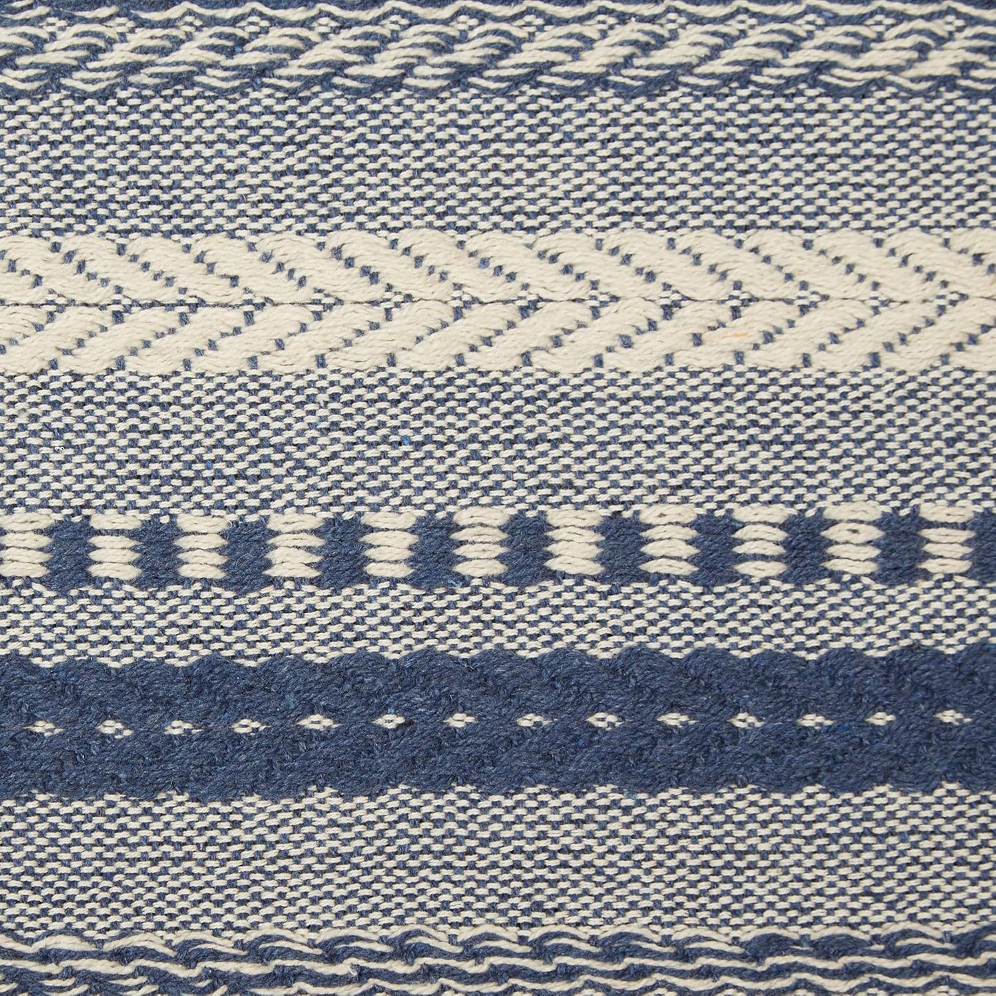 DII Farmhouse Braided Stripe Table Runner Collection, 15x72 (15x77, Fringe Included), Black