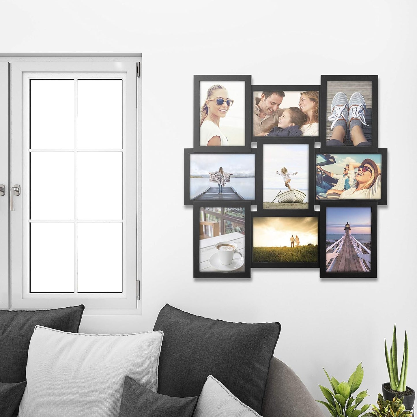 Malden International Designs 5 x 7 9-Opening Dimensional Collage Photo Wall Frame, Black