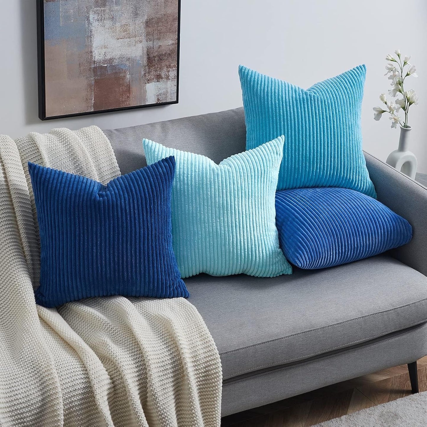 Topfinel Decorative Throw Pillow Covers Cushion Cases, Set of 4 Soft Velvet Modern Double-Sided Designs, Mix and Match for Boho Farmhouse Fall Home Decor (18x18 inch, Orange/Teal)