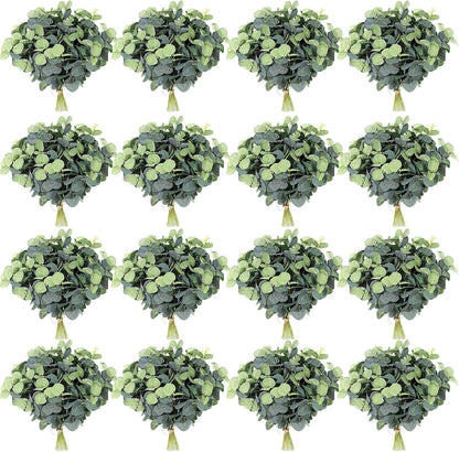 Tigeen 200 Pcs Artificial Eucalyptus Stems Tall 11.8 Inch Tall Faux Eucalyptus Branches Fake Greenery Plants Stems for Vase Home Party Wedding Decorations