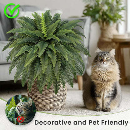 FOREST PRINCE 35" Ferns Artificial Bush Plants Large, 2 Artificial Boston Ferns with 39 Fronds for Outdoors Home Decor