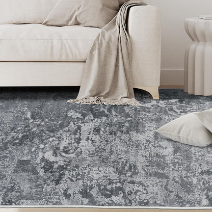 8x10 Area Rugs for Living Room Rug Washable: Abstract Large Rug for Dining Room Bedroom Carpet Non Slip 8 by 10 Indoor Modern Nursery Home Office Blue Grey