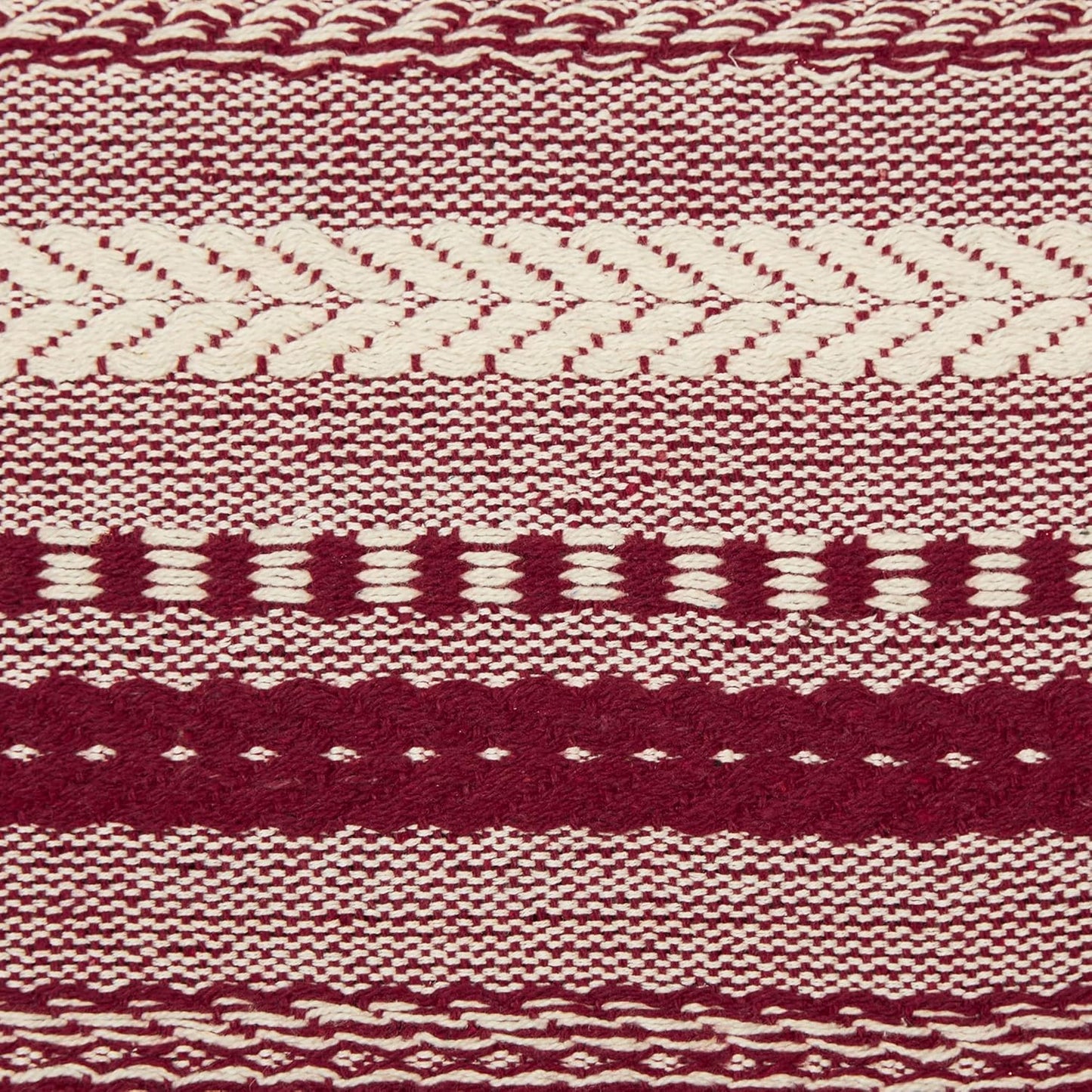 DII Farmhouse Braided Stripe Table Runner Collection, 15x72 (15x77, Fringe Included), Black
