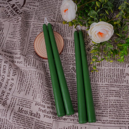Viyffo Taper Candles, 10 Inch, 4 Pack, Olive Glow – Unscented, Dripless & Smokeless Design, Up to 8 Hour Burn – Long Tall Taper Candlesticks for Wedding, Dinner & Home Decor