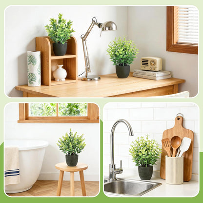Der Rose 4 Pack Mini Artificial Plants Indoor in Pots Mixed Fake Plants Greenery Set for Bathroom Decor Shelf Counter Styling Office Desk Farmhouse Room Decor