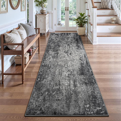 Ompaa 2x6 Rug Runners for Hallways Kitchen Runner Rug Non Slip Washable Grey Long Runner Rugs with Rubber Backing Soft Abstract Carpet Runner for Hallways, Kitchen, Bedroom, Bathroom, Entryway - Colors A