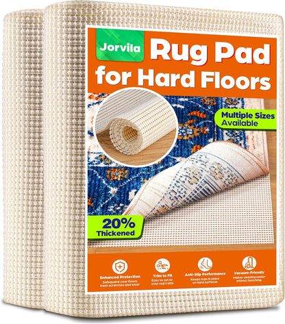 Jorvila Non-Slip Rug Pad Gripper 8x10 Feet, Anti Skid Mat for Under Area Rugs, Keeps Rugs in Position and Safe, Thick Cushioned Carpet Pad for Hardwood Floors Protection