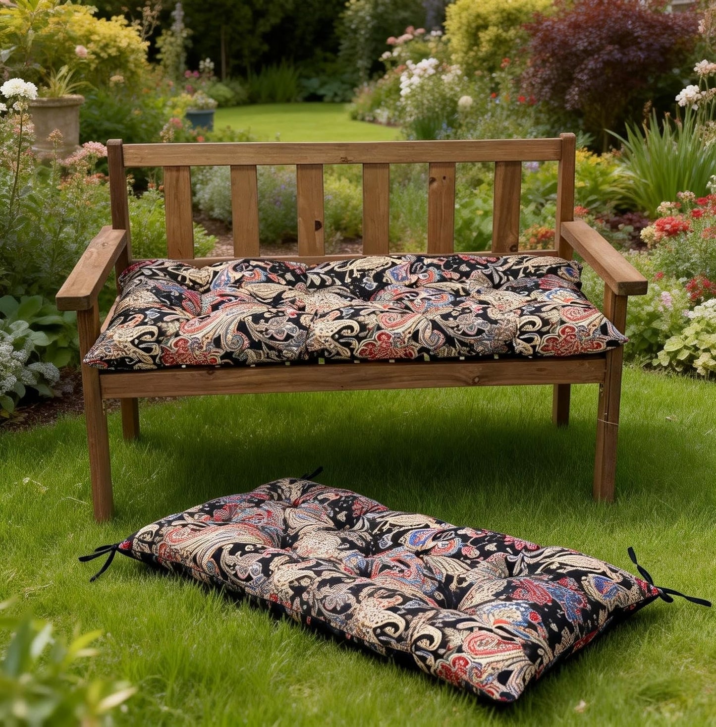 Waterproof & Sun-Resistant Outdoor Bench Cushion - Universal Fit for Patio Chairs, Swing Seats.Lounger Seat Cushions Outdoor Loveseat Bench Seat Pads (Navy,39.4 X 19.7 Inch)