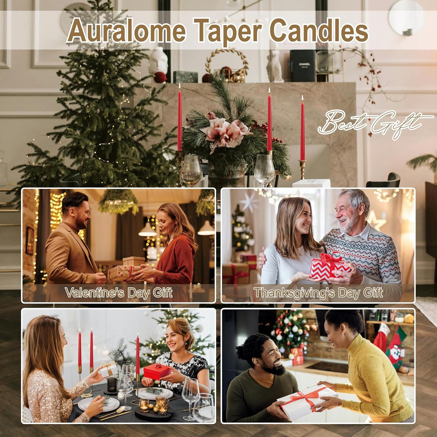10-Inch Ivory Taper Candles - Dripless Smokeless Tapered Candle Cream Unscented Candlesticks Paraffin Wax Long Slow Burning Tall Candle Sticks for Dinner Business Wedding Restaurants 12 Pack