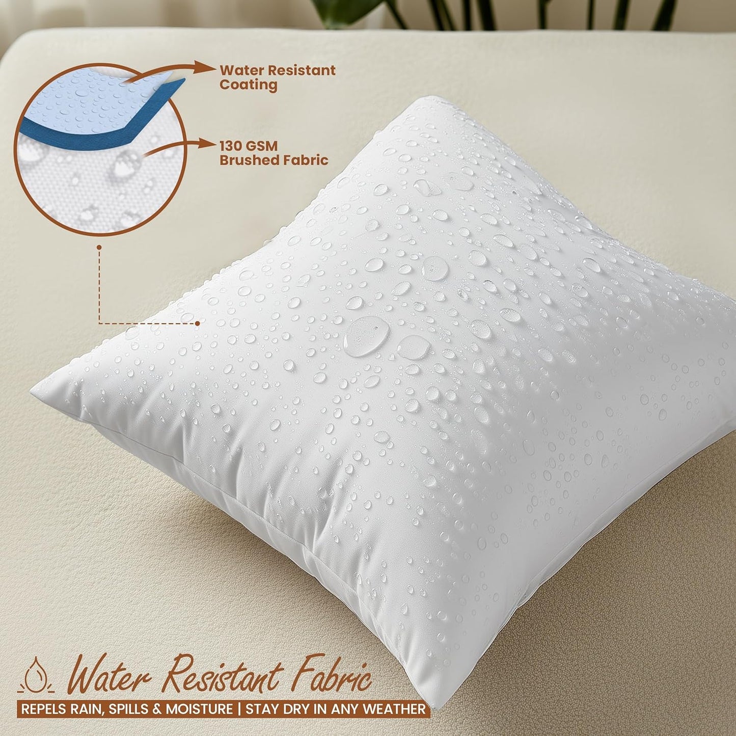 Utopia Bedding Outdoor Pillow Inserts 18 x 18 Inches (Pack of 4, White), Water Resistant Garden Throw Pillows for Patio and Porch Furniture