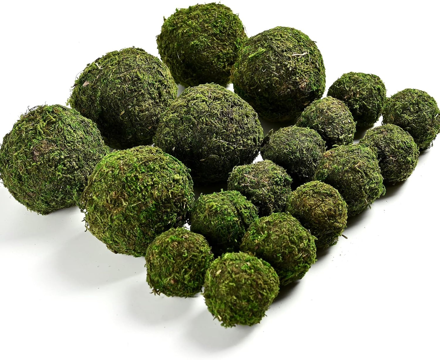 Usmola 18pcs Fake Moss Balls, 6pcs 3.2" Faux Green Balls + 12pcs 2" Artificial Moss Decorative Balls for Centerpiece Bowls (Fresh Green)
