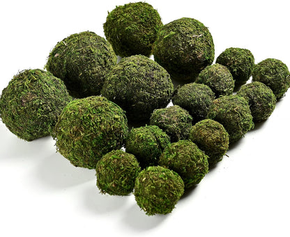 Usmola 18pcs Fake Moss Balls, 6pcs 3.2" Faux Green Balls + 12pcs 2" Artificial Moss Decorative Balls for Centerpiece Bowls (Fresh Green)