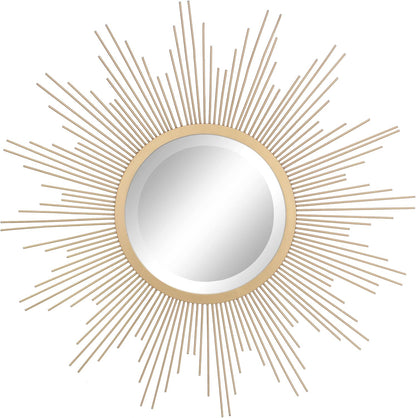 Stonebriar Round 23" Antique Gold Metal Starburst Hanging Wall Mirror with Attached Mounting Bracket, Decorative Decor for the Living Room, Bedroom, Bathroom, Hallway, and Entryway