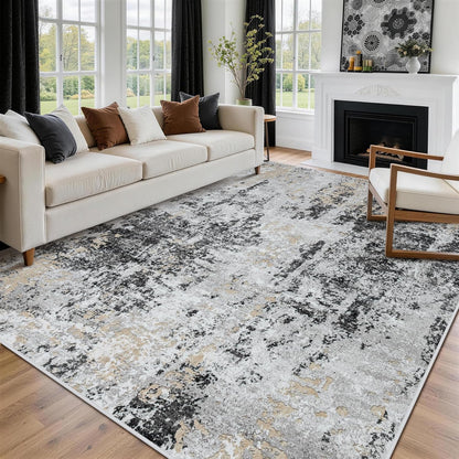 8x10 Area Rugs for Living Room Rug Washable: Abstract Large Rug for Dining Room Bedroom Carpet Non Slip 8 by 10 Indoor Modern Nursery Home Office Blue Grey