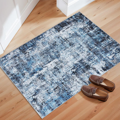 2x3 Washable Non-Slip Area Rug - Soft Low Pile Throw Rug for Kitchen Entryway Bedroom - Modern Indoor Door Mat with Rubber Backing (Beige Grey) - Colors A