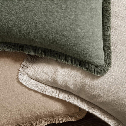 MIULEE Decorative Throw Pillow Covers Neutral Linen Fringe Throw Pillows Set of 2 Natural Beige Boho Farmhouse Cushion Covers with Tassels for Couch Sofa Bed Spring Home Decor 20x20 Inch