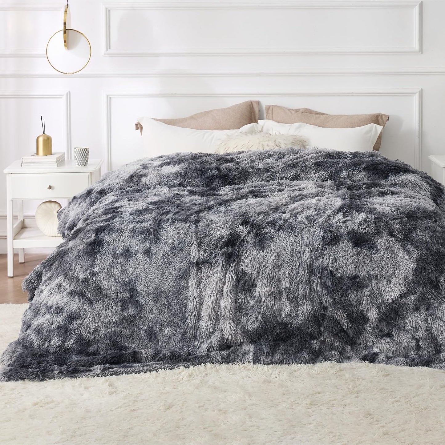 Bedsure GentleSoft Fluffy Fuzzy Faux Fur Throw Blanket for Couch, Soft Sherpa Fleece Cozy Gifts for Women, Plush Bed Blanket Room Decor for Men, Thick Warm Minky Teen Gifts Winter Bedding