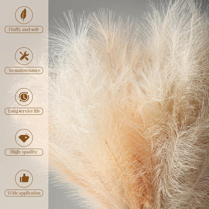 Ouddy Decor 8 Pcs Faux Pampas Grass Decor 38''/97cm Tall Artificial Large Pompous Pompas Floral Fluffy Fake Plants Floor Vase Filler for Wedding Kitchen Home Boho Decorations, Mixed Beige