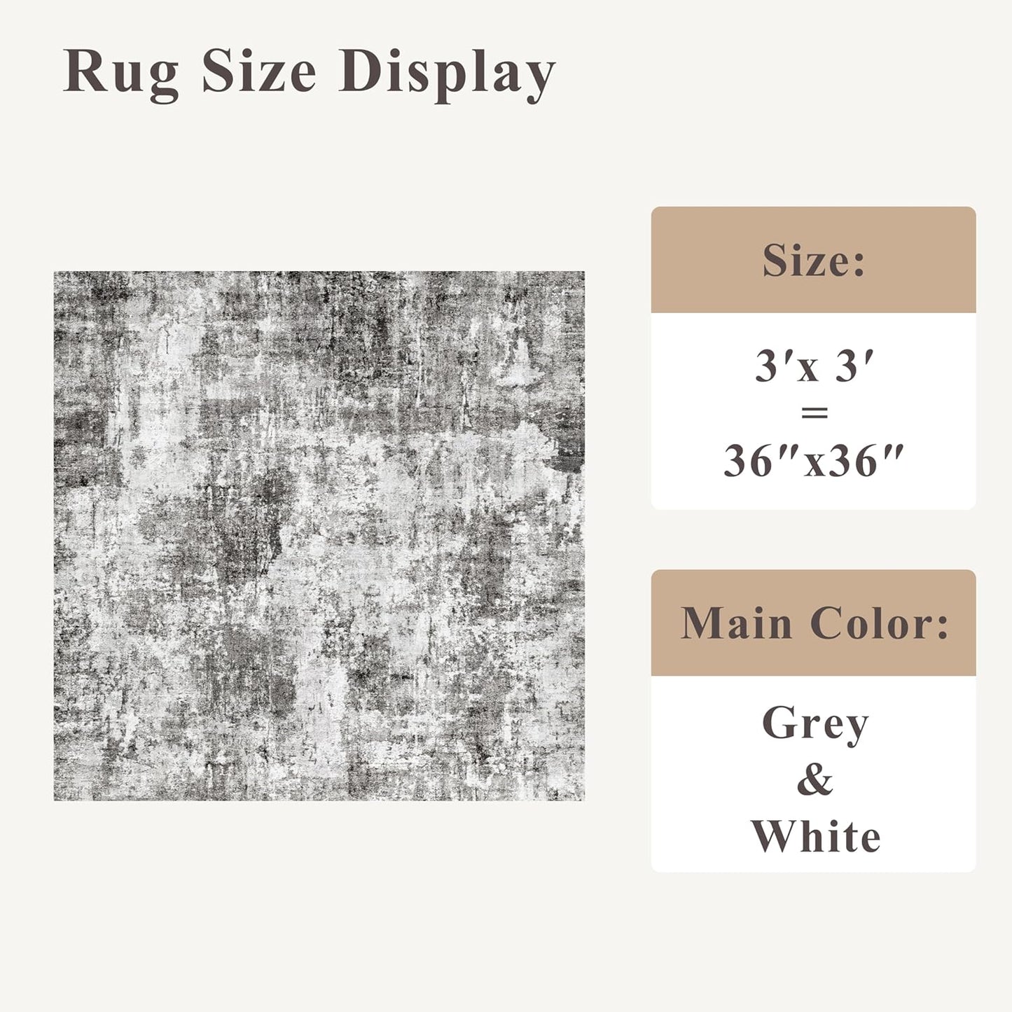 2x3 Washable Non-Slip Area Rug - Soft Low Pile Throw Rug for Kitchen Entryway Bedroom - Modern Indoor Door Mat with Rubber Backing (Beige Grey) - Colors A