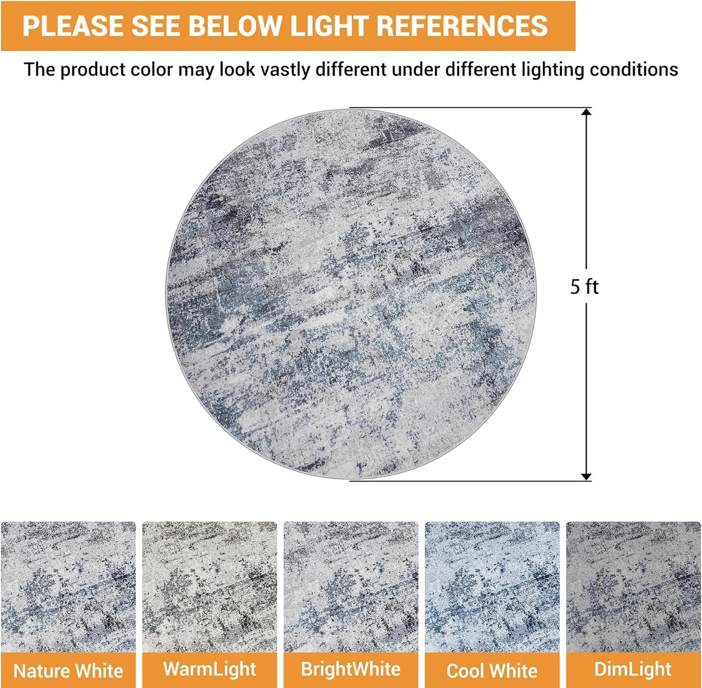 8x10 Area Rugs for Living Room Rug Washable: Abstract Large Rug for Dining Room Bedroom Carpet Non Slip 8 by 10 Indoor Modern Nursery Home Office Blue Grey