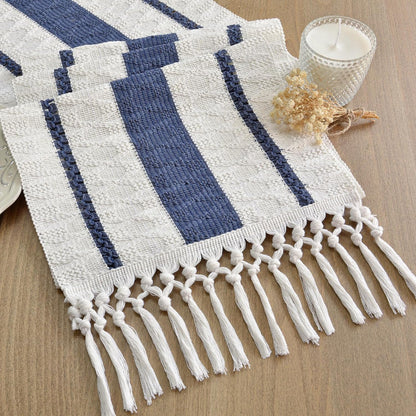FEXIA Boho Table Runner for Thanksgiving Fall Christmas Home Decor with Tassels 72 Inches Long Pottery barn Furniture Farmhouse Rustic Macrame Burlap Table Decoration for Living Room (12x72 Inches)