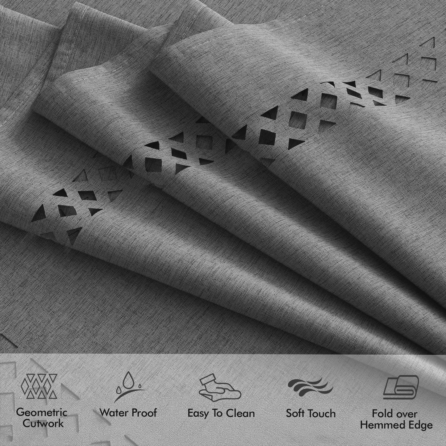 MIULEE Beige Rectangle Linen Polyester Tablecloth with Decorative Cutouts Spring Waterproof Stain Resistant & Shrink-Proof Table Cloth 52x70 inch Farmhouse Style for Dining Wedding and Outdoor