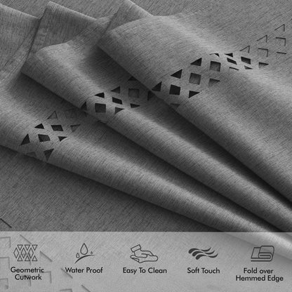 MIULEE Beige Rectangle Linen Polyester Tablecloth with Decorative Cutouts Spring Waterproof Stain Resistant & Shrink-Proof Table Cloth 52x70 inch Farmhouse Style for Dining Wedding and Outdoor