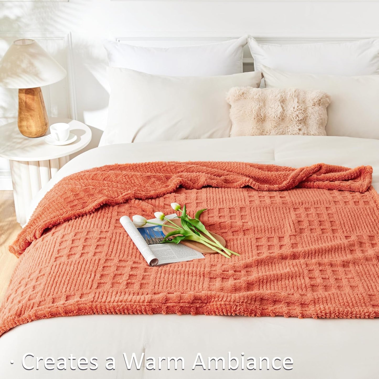 EXQ Home Fleece Throw Blanket for Couch or Bed - 3D Imitation Turtle Shell Jacquard Decorative Blankets - Cozy Soft Lightweight Fuzzy Flannel Blanket Suitable for All Seasons(50"×60",Beige)