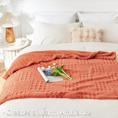 EXQ Home Fleece Throw Blanket for Couch or Bed - 3D Imitation Turtle Shell Jacquard Decorative Blankets - Cozy Soft Lightweight Fuzzy Flannel Blanket Suitable for All Seasons(50"×60",Beige)