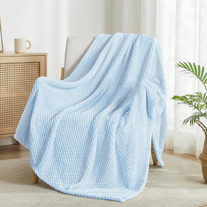 Exclusivo Mezcla Fleece Throw Blanket Extra Large, Super Soft and Warm Blankets for Couch, Sofa and Bed Waffle Textured, Cozy, Fuzzy and Lightweight (Slate Blue, 50x70 Inches)