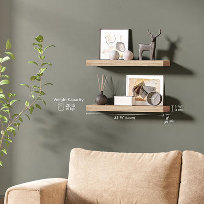 Ballucci Floating Shelves for Wall, 48" Wood Wall Shelf Set of 2, with Invisible Brackets for Bathroom, Living Room, Bedroom, Kitchen, Nursery, 8" Deep, Black
