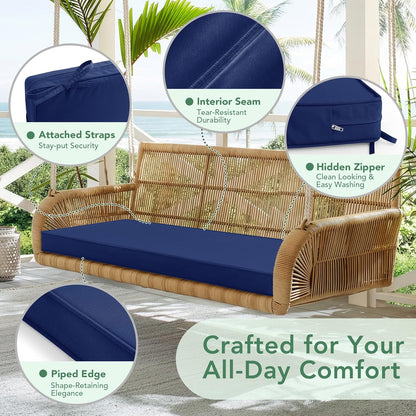 Summsun Outdoor Bench Cushion: Waterproof and Fade Resistant Patio Furniture Cushions - Non-Slip Bench Pad Cushion with Removable Cover for Garden Swing Porch Sofa Settee, 48 x 18 x 3 Inch, Black