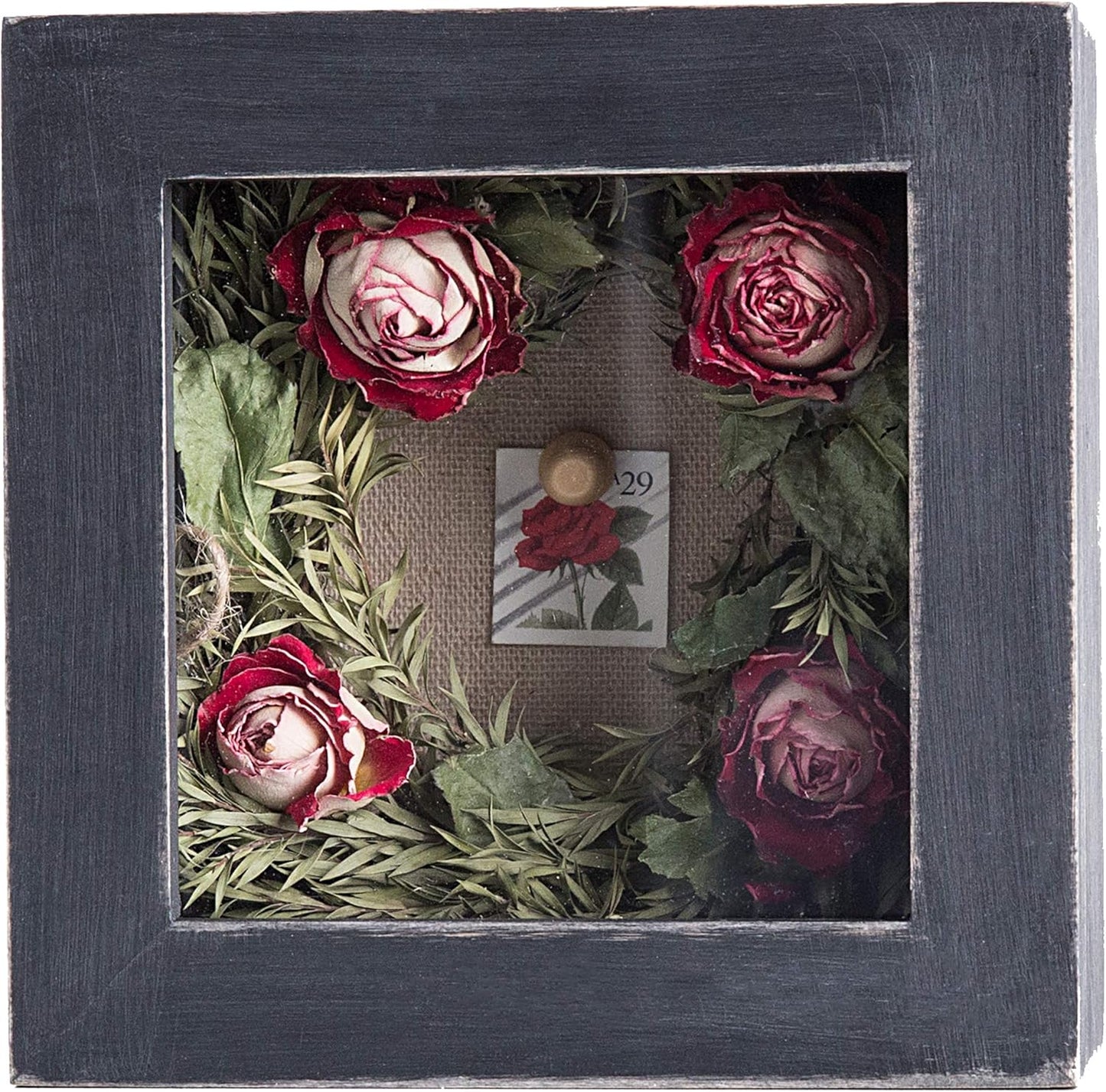 Freezing point Shadow Box Frame 8x8 Shadow Boxes Display Case with Linen Back Memorabilia Awards Medals Bouquet Photos Picture Badge Wedding Memory Box for Keepsakes Carbonized Small Pin Board